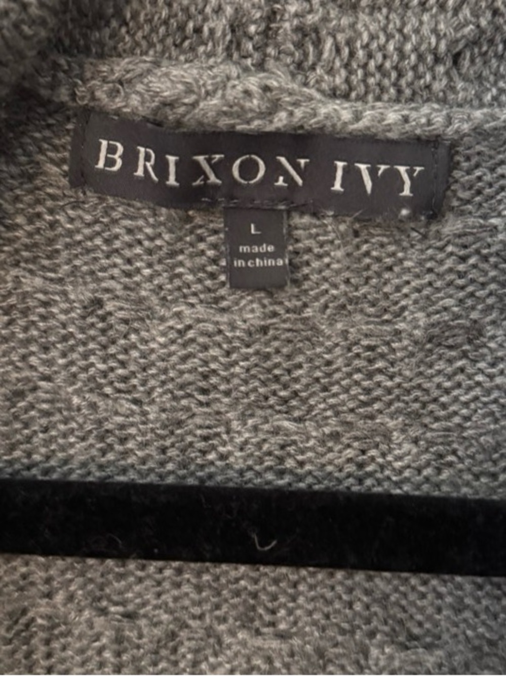 Brixton Ivy Gray Angora Blend Open Front Cardigan Sweater Large Textured Knit - Picture 3 of 9